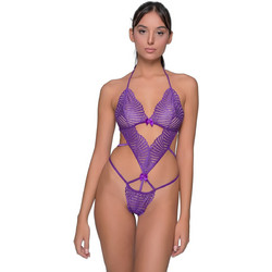 Milena By Paris Sexy Κορμάκι String See Through με Δαντέλα Μωβ 2493
