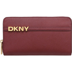 DKNY Μεγάλο Δερμάτινο Γυναικείο Πορτοφόλι με Φερμουάρ Μπορντό R521KM28-AWN