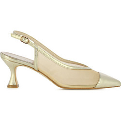 Fratelli Petridi Γόβες Slingback με Λεπτό Χαμηλό Τακούνι Χρυσές 57478