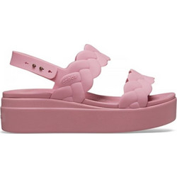 Crocs Brooklyn Woven Upper Καλοκαιρινές Γυναικείες Πλατφόρμες Χαμηλές Ροζ 220920-06