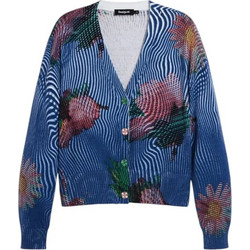 Desigual Nora Γυναικεία Ζακέτα Πλεκτή Μακριά με Κουμπιά Navy Μπλε 26SWJF19-5001