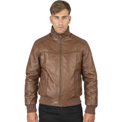 Double Ανδρικό Μπουφάν Χειμωνιάτικο Δερματίνη Μπεζ MLJK-2057