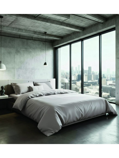 Makis Tselios Σεντόνι King Size Βαμβακοσατέν 270x290 City 02 Silver