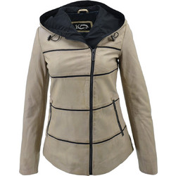 Leather 100 Γυναικείο Μπουφάν Χειμωνιάτικο Δερμάτινο Μακρύ Μπεζ 37-W-2080-L