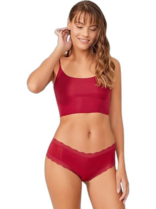 Cottonhill Γυναικείο Sexy Brazil με Δαντέλα Μπορντό CH6040