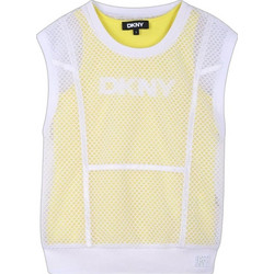 DKNY Παιδικό T-Shirt Αμάνικο Λευκό Κίτρινο D62622-535