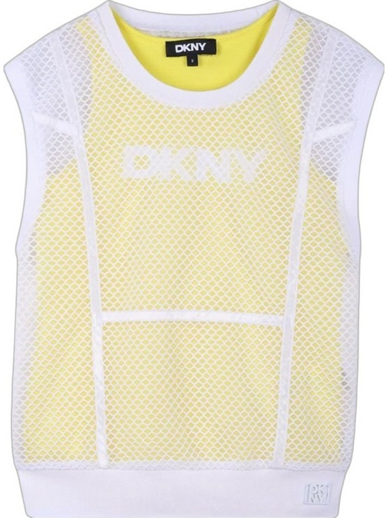 DKNY Παιδικό T-Shirt Αμάνικο Λευκό Κίτρινο D62622-535