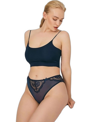 Cottonhill Γυναικείο Sexy Brazil με Δαντέλα Πετρόλ CH6006