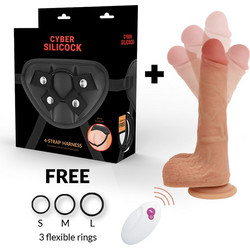 Cyber Silicock Mr Rick Harness Strap On με Dildo 21cm & Δόνηση Flesh