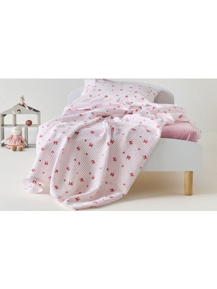 Kentia Sassy A Παιδική Κουβέρτα Βαμβακερή Καρδούλες 160x240 Ροζ