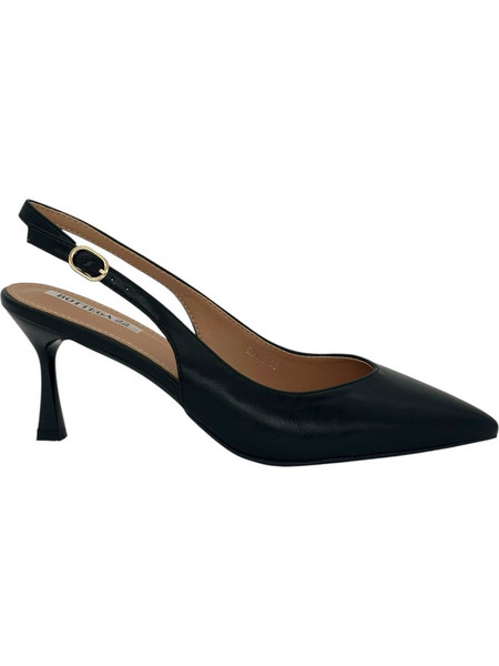 Bottega Γόβες Slingback Δερμάτινες με Λεπτό Ψηλό Τακούνι Μαύρες MBA78
