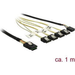 DeLOCK 83319 Καλώδιο Τροφοδοσίας mini SAS to 4 x 7-Pin SATA III 1m Multicolor