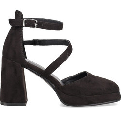 Migato Γόβες Suede με Χοντρό Ψηλό Τακούνι Λουράκι & Φιάπα Μαύρες 100041283-014