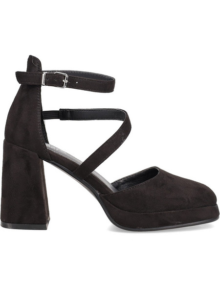Migato Γόβες Suede με Χοντρό Ψηλό Τακούνι Λουράκι & Φιάπα Μαύρες 100041283-014