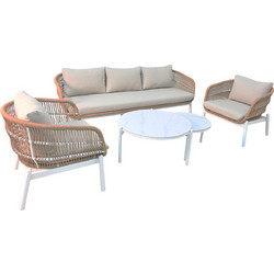 HomeMarkt Memfis Σετ Σαλόνι Κήπου Αλουμίνιο 5τμχ Λευκό HM6470.03