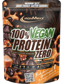 Ironmaxx 100% Vegan Zero Dark Cookie Salted Caramel Φυτική Πρωτεΐνη Χωρίς Λακτόζη 500gr