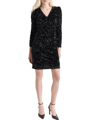 DKNY Mini Φόρεμα για Γάμο / Βάπτιση Βελούδινο Μαύρο DD5HR942-BLK