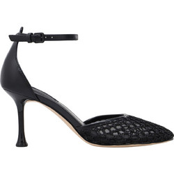 Nine West POPDAT2 Γόβες Δερμάτινες με Λεπτό Ψηλό Τακούνι & Λουράκι Μαύρες 02-002