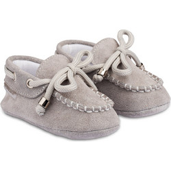 Babywalker Βαπτιστικά Loafers Αγκαλιάς για Αγόρι Δερμάτινα Ανατομικά Γκρι MI1116