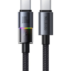 Mcdodo CA-8200 Braided LED USB-C to USB-C 100W 1.2m Black