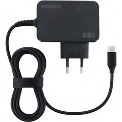 Mobilis 020015 USB-C Φορτιστής Laptop 65W με Ενσωματωμένο Καλώδιο Τροφοδοσίας