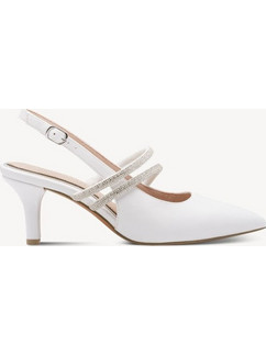 Marco Tozzi Γόβες Slingback Δερμάτινες με Τακούνι Στιλέτο με Στρας Λευκές 2-89604-46-100