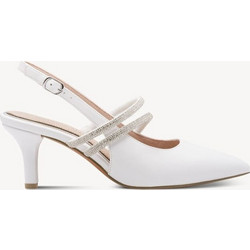 Marco Tozzi Γόβες Slingback Δερμάτινες με Τακούνι Στιλέτο με Στρας Λευκές 2-89604-46-100