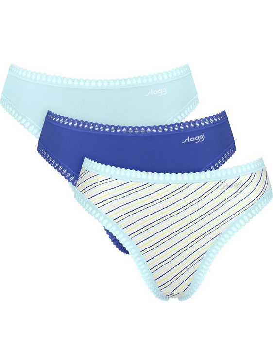 Sloggi Go Crush Βαμβακερά Γυναικεία Slip με Δαντέλα 3Pack 10219663-M007
