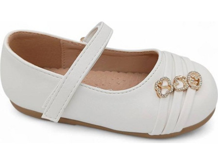 Zak Shoes Παιδικές Μπαλαρίνες Δερματίνη με Σκρατς Λευκές SD12317