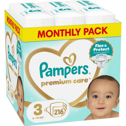 Pampers Premium Care Monthly Pack Πάνες No3 6-10Kg 216τμχ