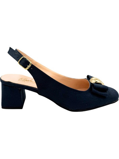 Blondie Γόβες Slingback με Λεπτό Χαμηλό Τακούνι & Φιόγκο Navy Μπλε 1410