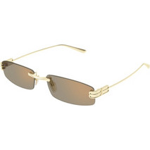 Balenciaga BB0488S 003 Ανδρικά Γυαλιά Ηλίου Ορθογώνια Μεταλλικά Χρυσά με Καφέ Φακό