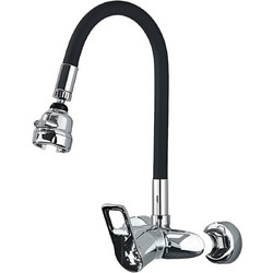 Bonken HT-8620 Μπαταρία Κουζίνας Τοίχου Διπλής Παροχής Ανάμεικτη με Εύκαμπτο Ρουξούνι Μαύρη