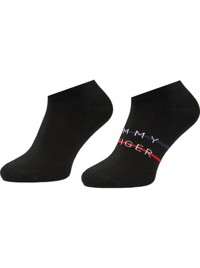 Tommy Hilfiger Ανδρικές Κάλτσες Κοντές με Σχέδια Μαύρες 2Pack 701222188-003