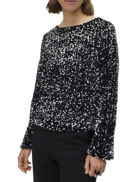 Vero Moda Γυναικείο Χειμερινό Top με Παγιέτες Μαύρο 10335722