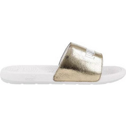 Puma Cool Cat 2.0 Γυναικείες Παντόφλες Καλοκαιρινές Αντιολισθητικές Κολυμβητηρίου Λευκές Χρυσές 395395-01