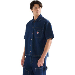 Wrangler Ανδρικό Πουκάμισο Τζιν Κοντομάνικο Κανονική Γραμμή Overshirt Μπλε 112378123