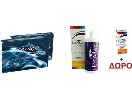 Stand Gema Essence Μηνιαίοι Φακοί Επαφής Υδρογέλης 12τμχ + 1 Υγρό Eyemax 360ml + 100 ml