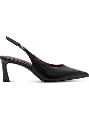 Tamaris Γόβες Slingback Δερμάτινες με Λεπτό Χαμηλό Τακούνι Μαύρες 1-29612-47-003