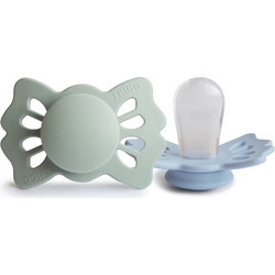 Frigg Lucky Πιπίλες Σιλικόνης 0-6m Πράσινο Sage Powder Blue 2τμχ