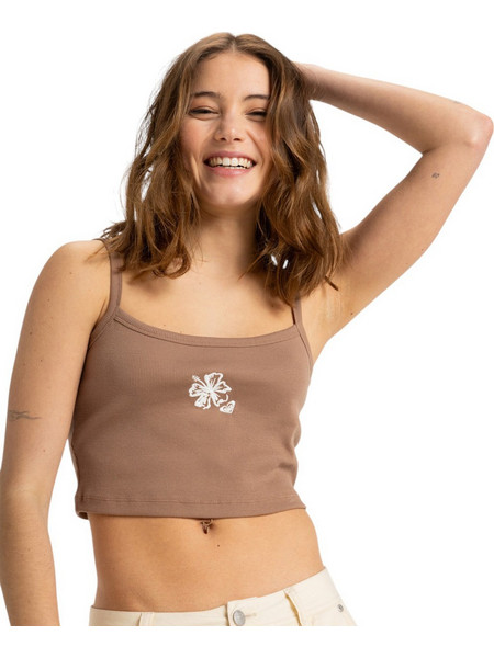 Roxy Γυναικείο Καλοκαιρινό Crop Top Ριπ Καφέ ERJKT04270-CZU0