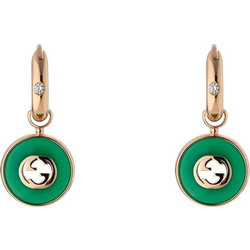 Gucci Interlocking G Γυναικεία Σκουλαρίκια Κρεμαστά από Ροζ Χρυσό 18K με Διαμάντι & Αχάτη YBD78656300200U