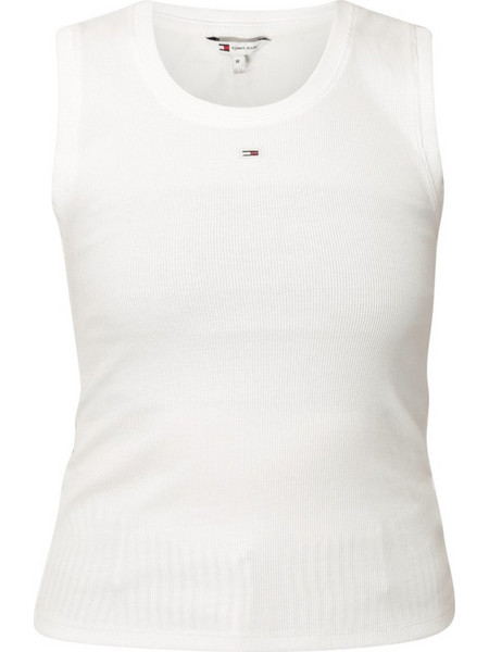 Tommy Jeans Γυναικείο Καλοκαιρινό Top Ριπ Λευκό DW0DW20673-YBL