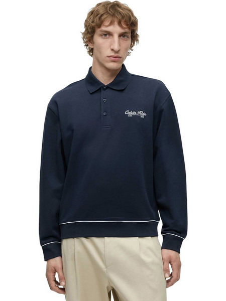 Calvin Klein Ανδρική Μπλούζα Polo Μακρυμάνικη Navy Μπλε LV04RG202G-CEF