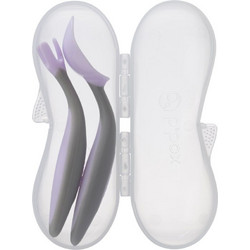 B.Box Gelato Cutlery Boysenberry Σετ Βρεφικό Πιρούνι & Κουτάλι Σιλικόνης 9m+ Λιλά 2τμχ