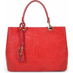 Passaggio Leather Γυναικεία Τσάντα Χειρός Δερμάτινη Κόκκινη 5476-KR-08