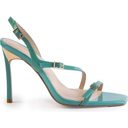 Versace 19V69 Γυναικεία Πέδιλα Λουστρίνι Τιρκουάζ με Λεπτό Ψηλό Τακούνι AM4H1005-916-1