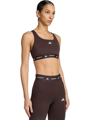 Adidas Techfit Power Αθλητικό Μπουστάκι με Μέτρια Στήριξη & Αφαιρούμενη Ενίσχυση Σοκολατί KU7285