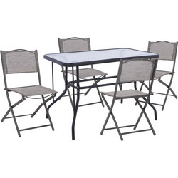 HomeMarkt Adam Σετ Τραπεζαρία Κήπου Αλουμίνιο 5τμχ Γκρι 9996771