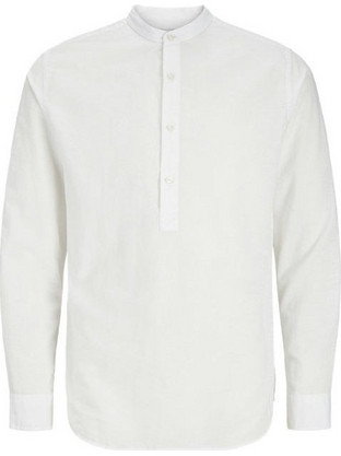Jack & Jones Ανδρικό Πουκάμισο Βαμβακερό Μακρυμάνικο Κανονική Γραμμή με Mao Γιακά Λευκό 12288898